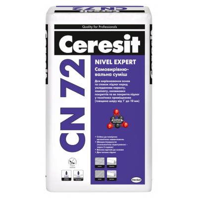 Самовыравнивающая смесь Ceresit CN72 от 1-10мм 25кг