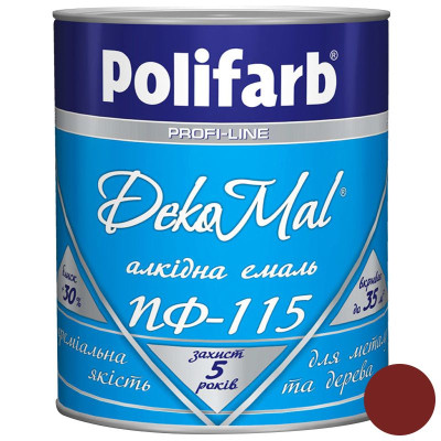 Алкидная эмаль Polifarb DekoMal ПФ-115 вишневый 2,7кг