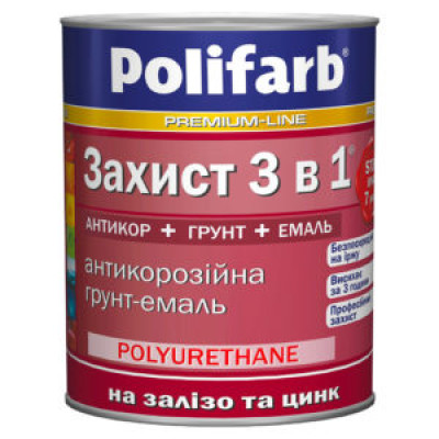 Антикоррозионная грунт-эмаль Polifarb Захист 3в1 темно-зеленый RAL 6029 0,9кг