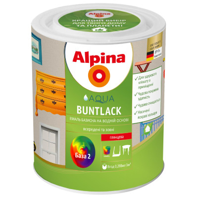 Емаль алкідна Alpina Buntlack GL (глин.кор.) RAL8003 0,75 л