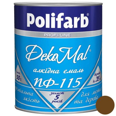 Алкідна емаль Polifarb DekoMal ПФ-115 горіх світлий 0,9 кг