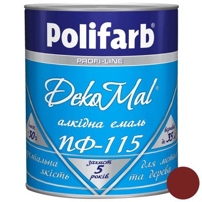 Алкидная эмаль Polifarb DekoMal ПФ-115 вишневый 2,7кг