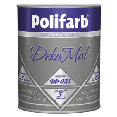 Антикорозійна алкідна ґрунтовка Polifarb DekoMal ГФ-021 білий 0,9 кг