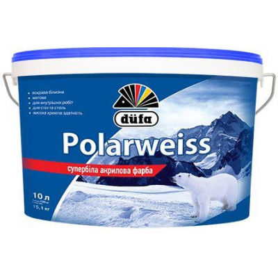 Краска Супербелая акриловая D605 Polarweiss 10л