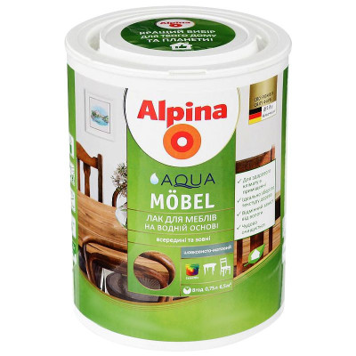 Лак алкидный прозрачный для изделий из дерева Alpina Mobel SM 0,75л