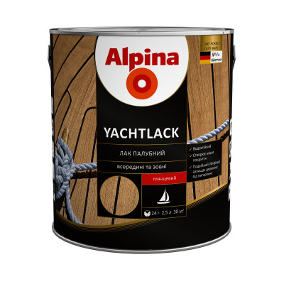 Лак для яхт глянцевий алкідний Alpina Yacht 0,75л