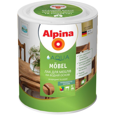 Лак с грунтовкой мебельный акриловый Alpina Aqualack fur Mobel /мат. 0,75л
