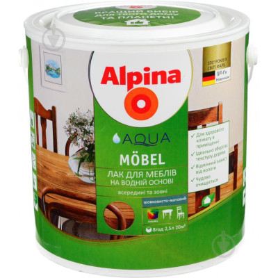 Лак мебельный акриловый Alpina Aqua Mobel /мат. 2,5л