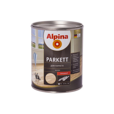 Лак паркетный алкидный усиленный полиуретаном Alpina Parkett GL глянцевий 0,75л