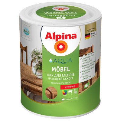 Лак алкидный прозрачный для изделий из дерева Alpina Mobel GL 0,75л