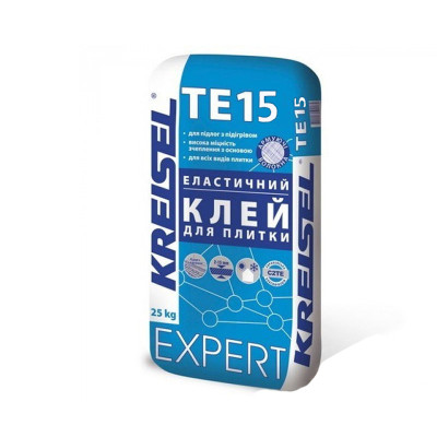 Еластичний клей для керамогранітної плитки та натурального каміння Kreisel TE15 25кг