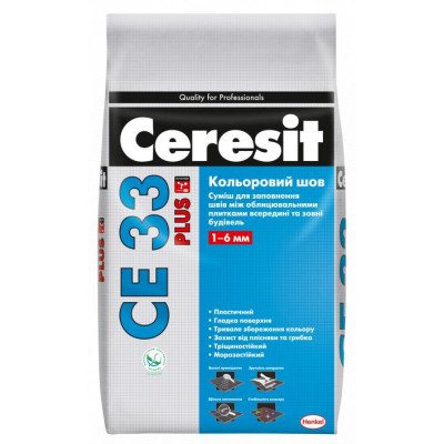 Затирка Ceresit CE33 Plus шов до 6 мм 114 сірий 2кг