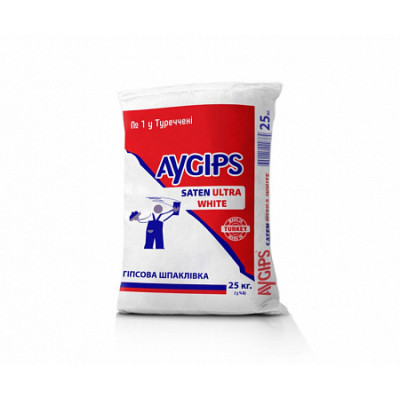 Шпаклевка гипсовая финишная AyGips Saten Ultra White 25кг