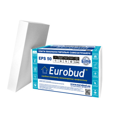 Пенопласт Eurobud EPS 50 11 кг\куб 50мм 1х0,5м